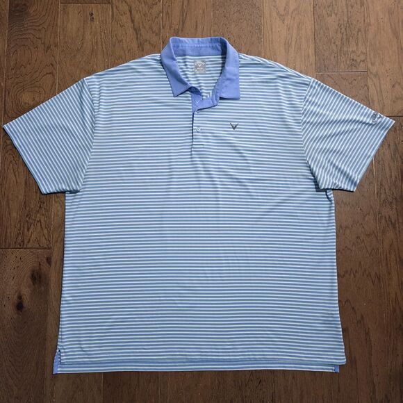 Callaway Polo Shirt Mens 3X Blue Striped Opti Dri Wicking Short Sleeve Adult 3XL - Picture 1 of 8